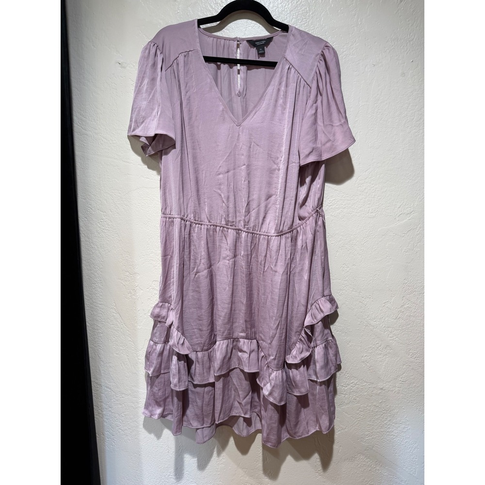 Simply Vera Vera‎ Wang Lavender Tiered Ruffle V-Neck Dress XL Purple